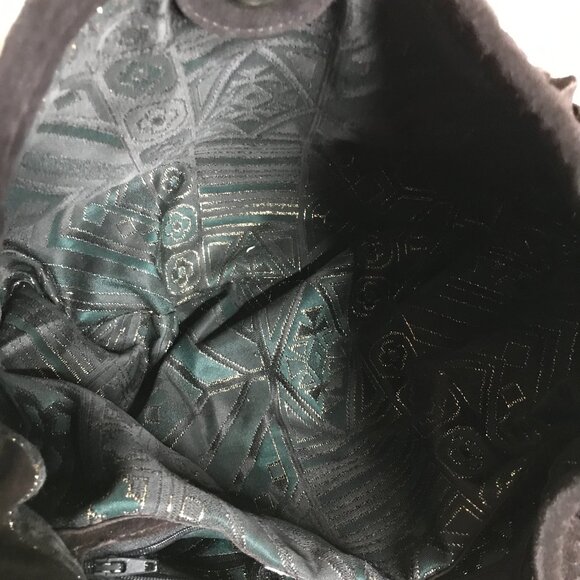 J.J. Winters Fringe Suede Black Boho Hippie Crossbody Shoulder Bag Braided Strap - Picture 9 of 14